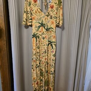 FARM Rio Tropical Print Jumpsuit - Yellow and Green
